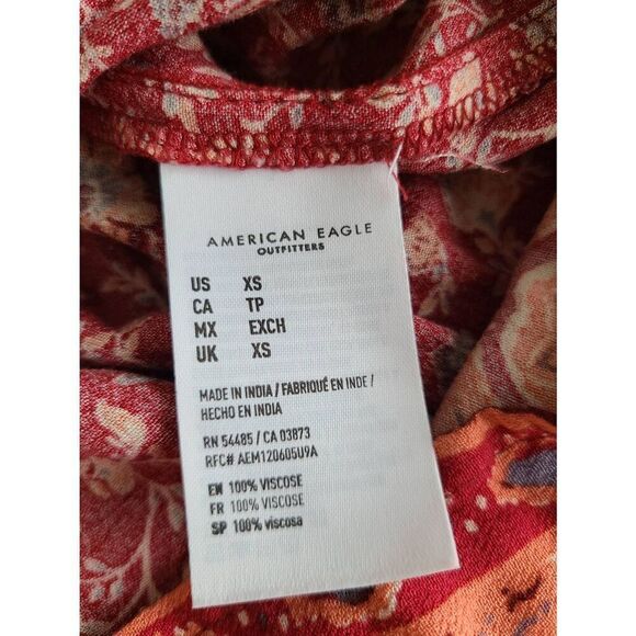 American Eagle Boho Fit & Flare Mini Dress Women's XS Multicolor 100% Viscose - Picture 5 of 6